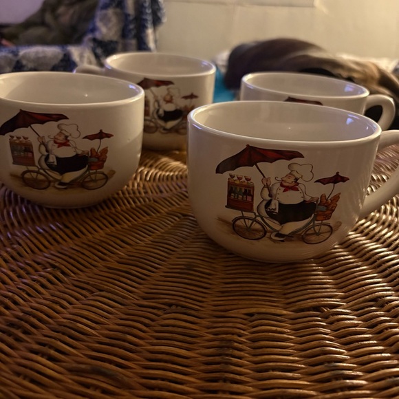 🍲 Zrike Oversized Soup Mugs – Set of 4 – Chef Bicycle Design ☕️ - Picture 2 of 9